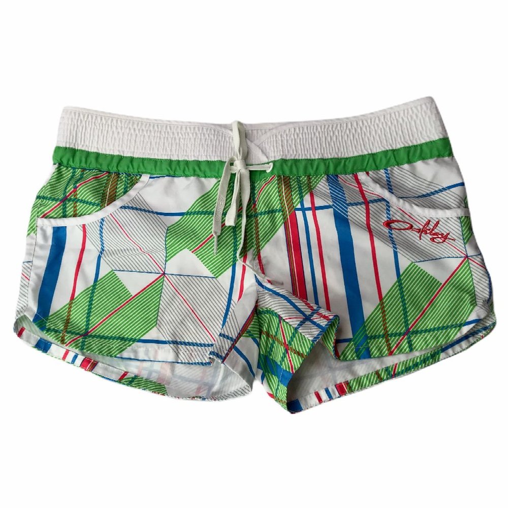 Oakley Board Shorts Swim Trunks White Green Pink S